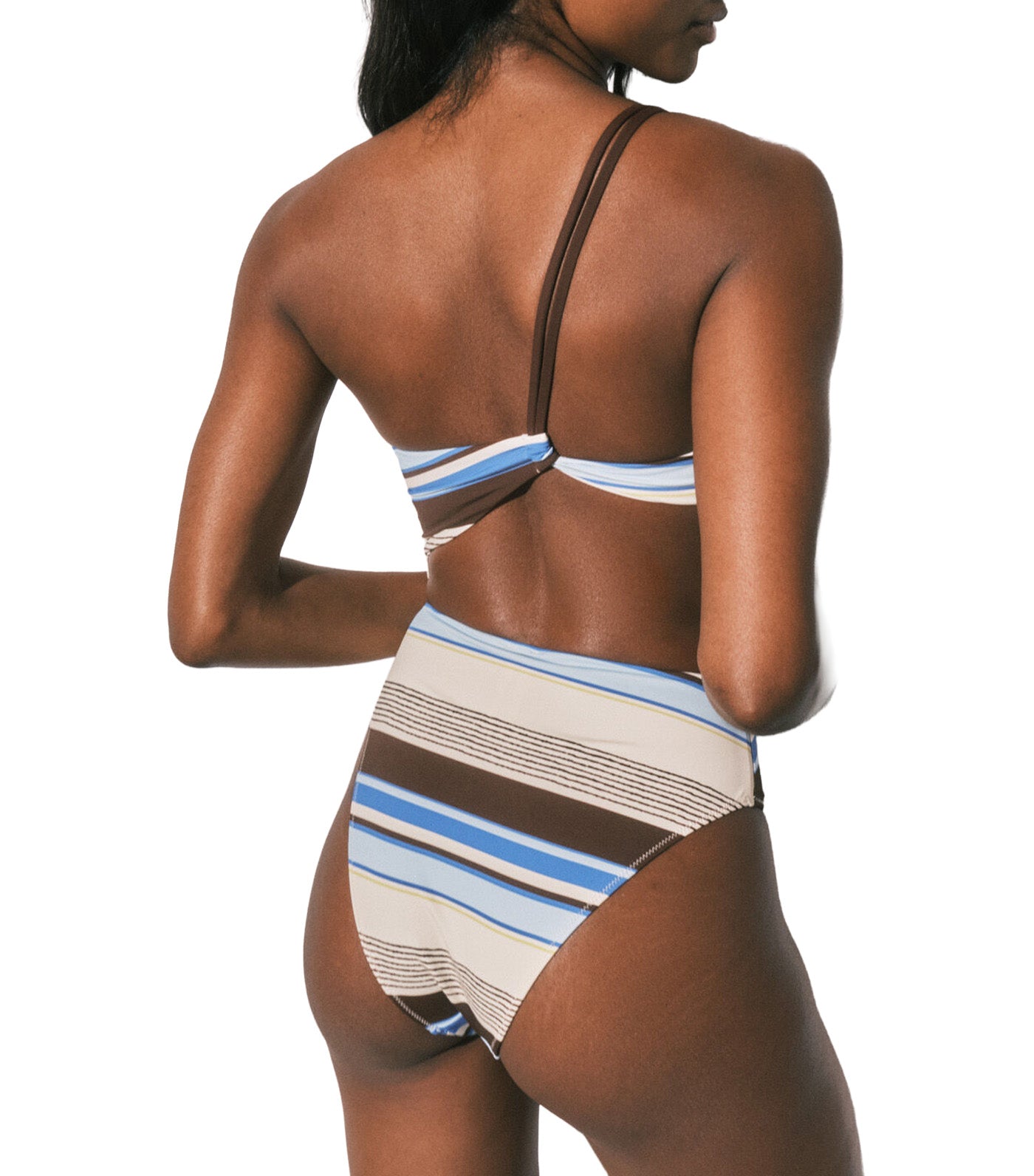 Asymmetrical Striped Trikini Multi