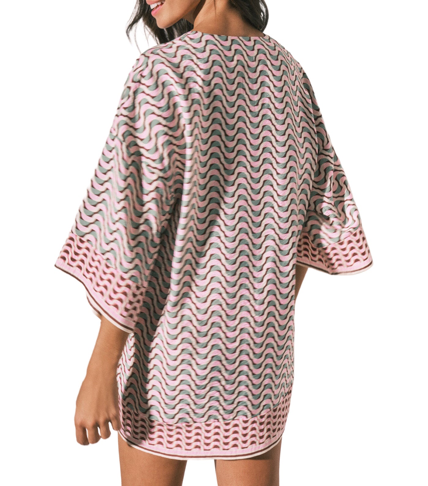 Geometric Print Short Kimono Tunic