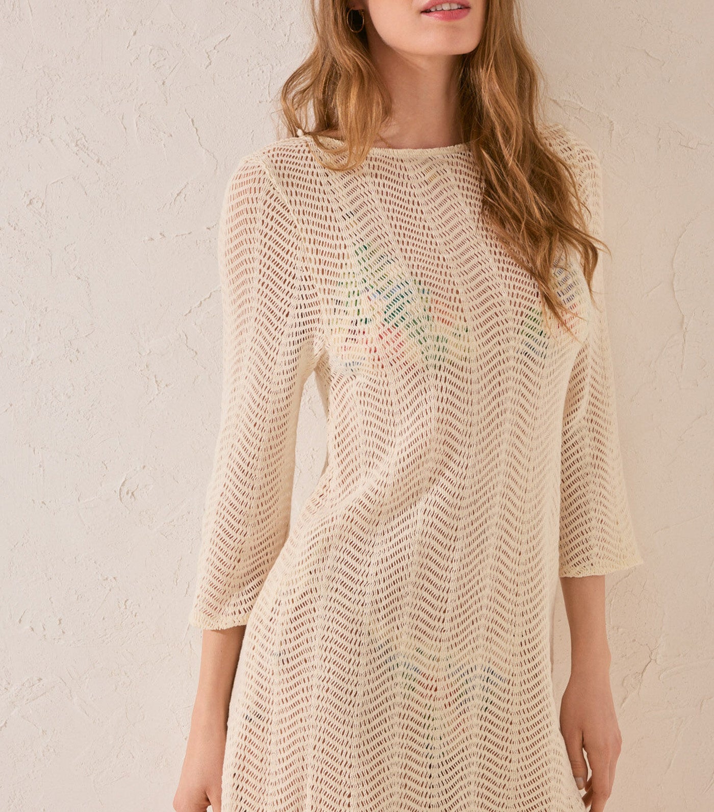 Short Crochet Dress Ivory