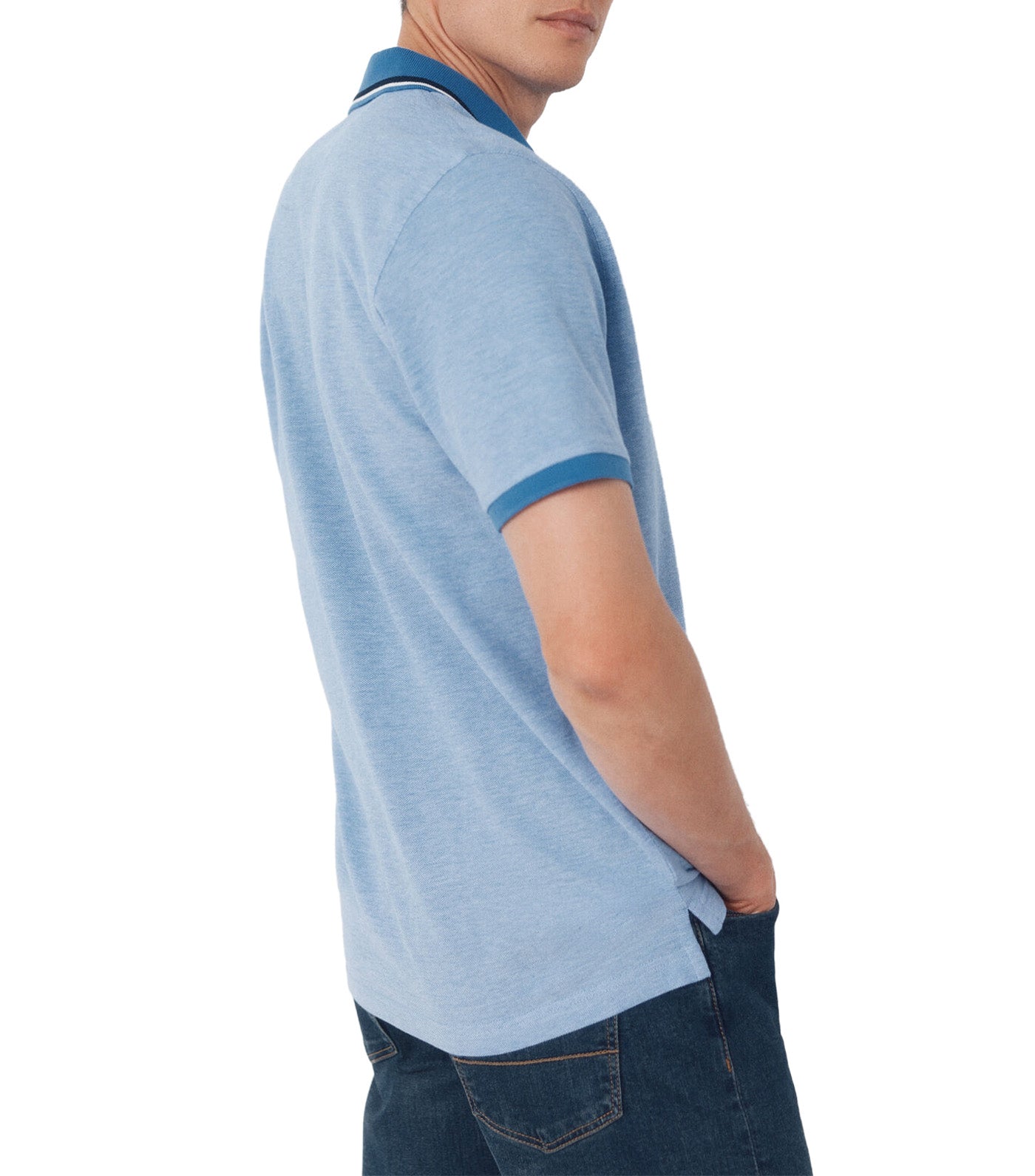 Short-Sleeved Oxford Polo Shirt Light Blue