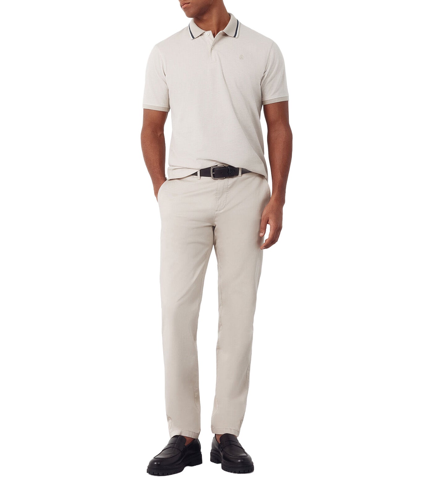 Short-Sleeved Oxford Polo Shirt Beige