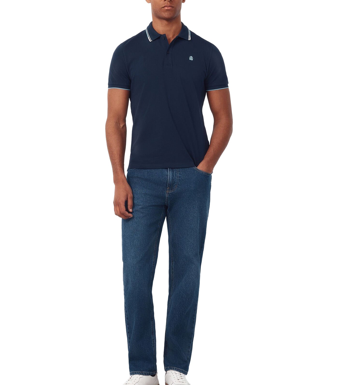 Polo Shirt with Tips Navy