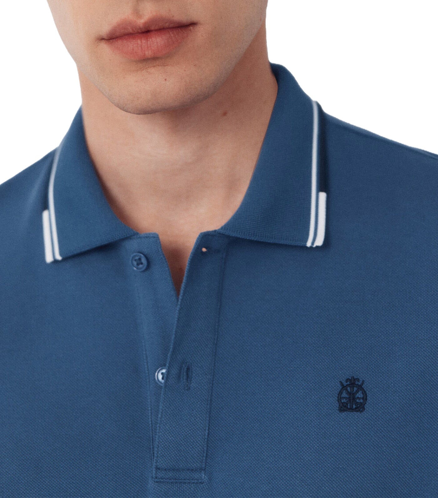 Polo Shirt with Tips Medium Blue