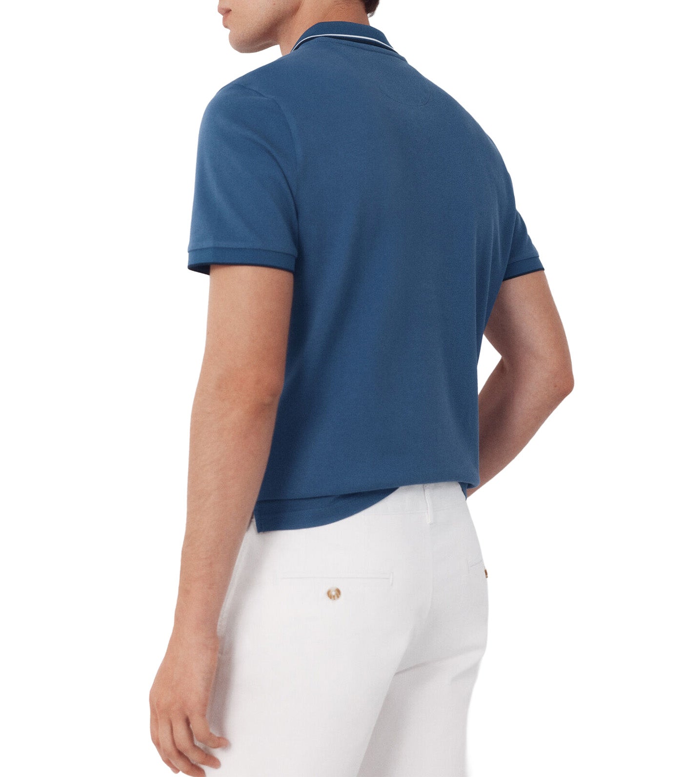 Polo Shirt with Tips Medium Blue