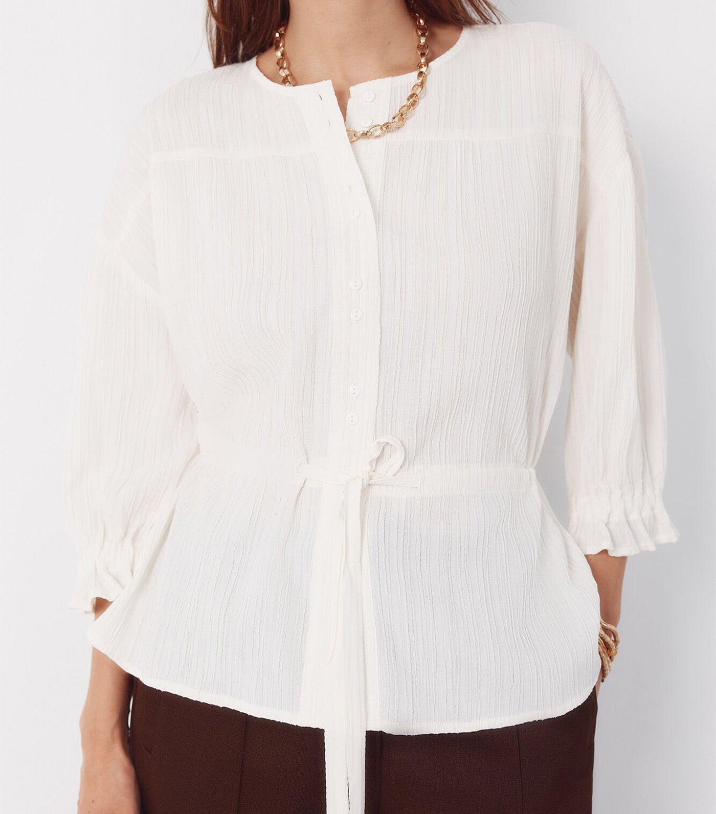 Drawstring Blouse Ivory