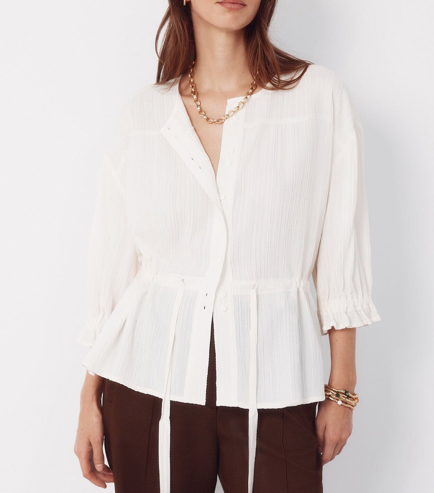 Drawstring Blouse Ivory
