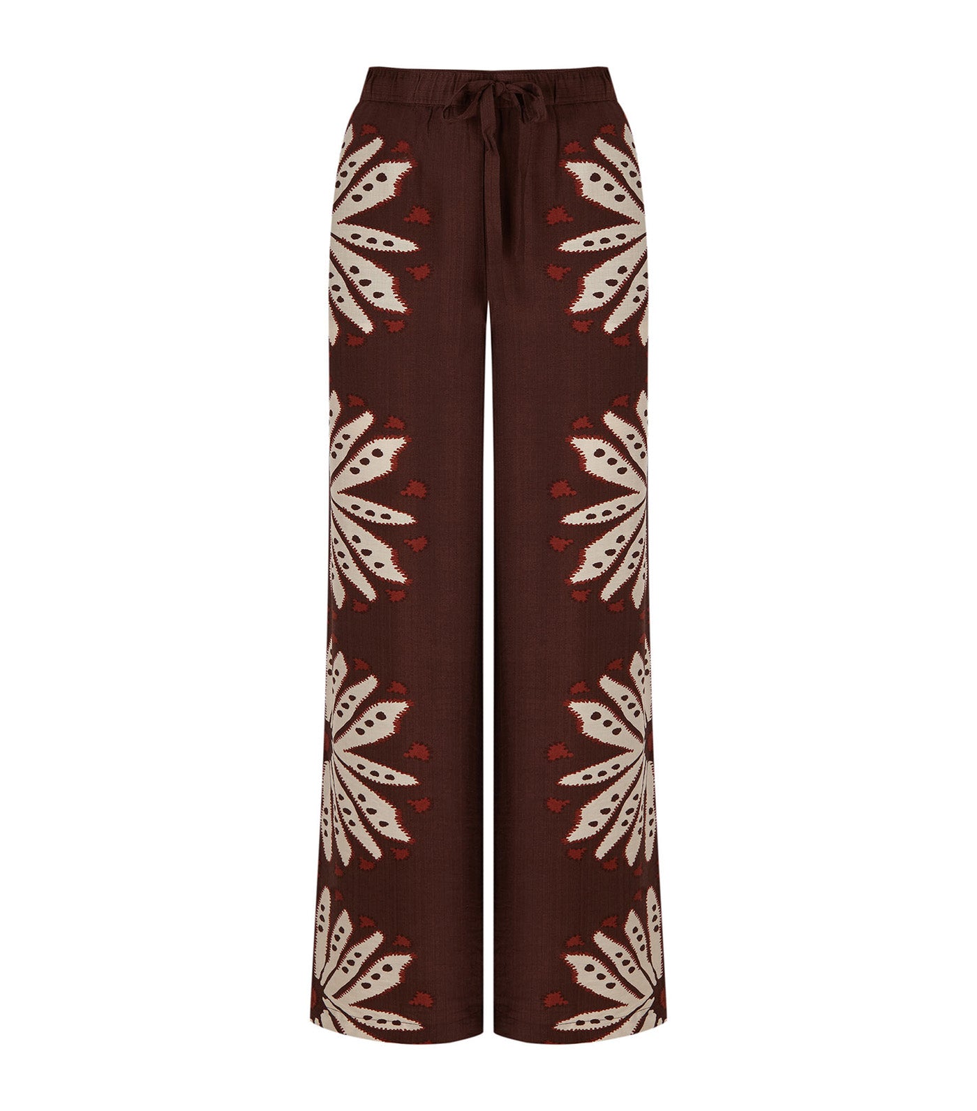 Print Trousers Positioned Brown Print