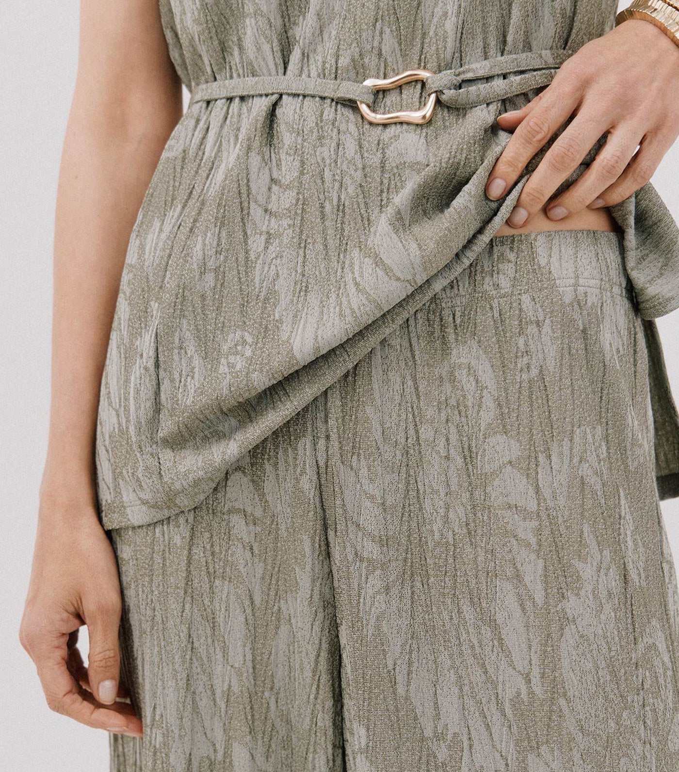 Cortefiel Jacquard Knit Trousers Dark Khaki