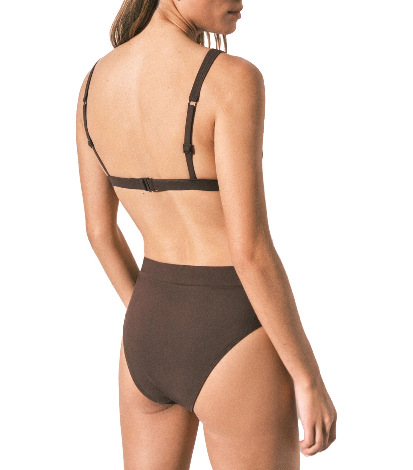 High Waist Bikini Bottoms Brown