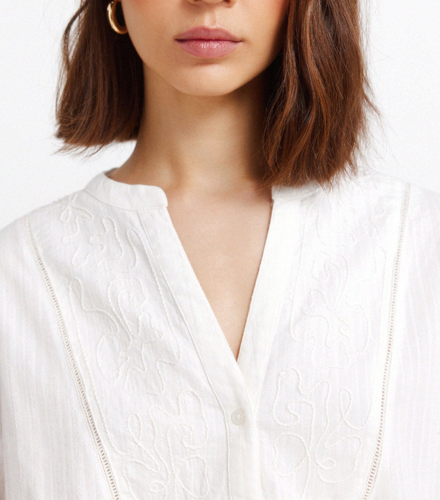 Springfield Embroidered Long Sleeve Blouse White
