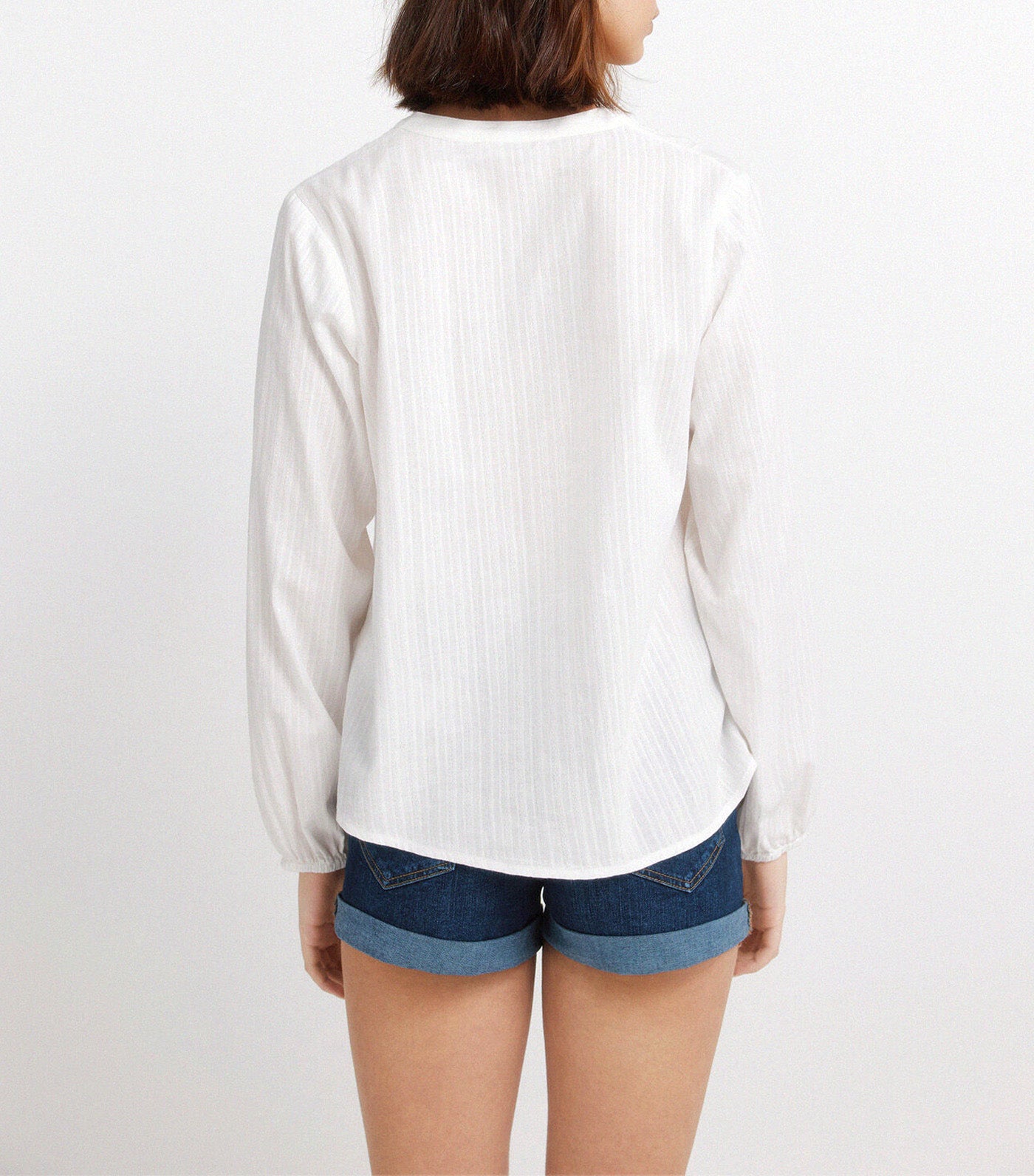 Springfield Embroidered Long Sleeve Blouse White