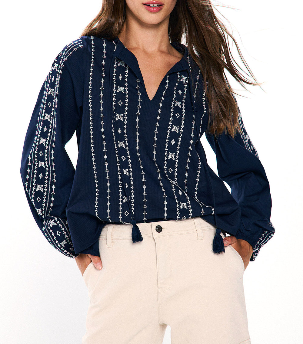Springfield Boho Collection Springfield Boho Embroidered Borders Blouse Blue | Rustan's
