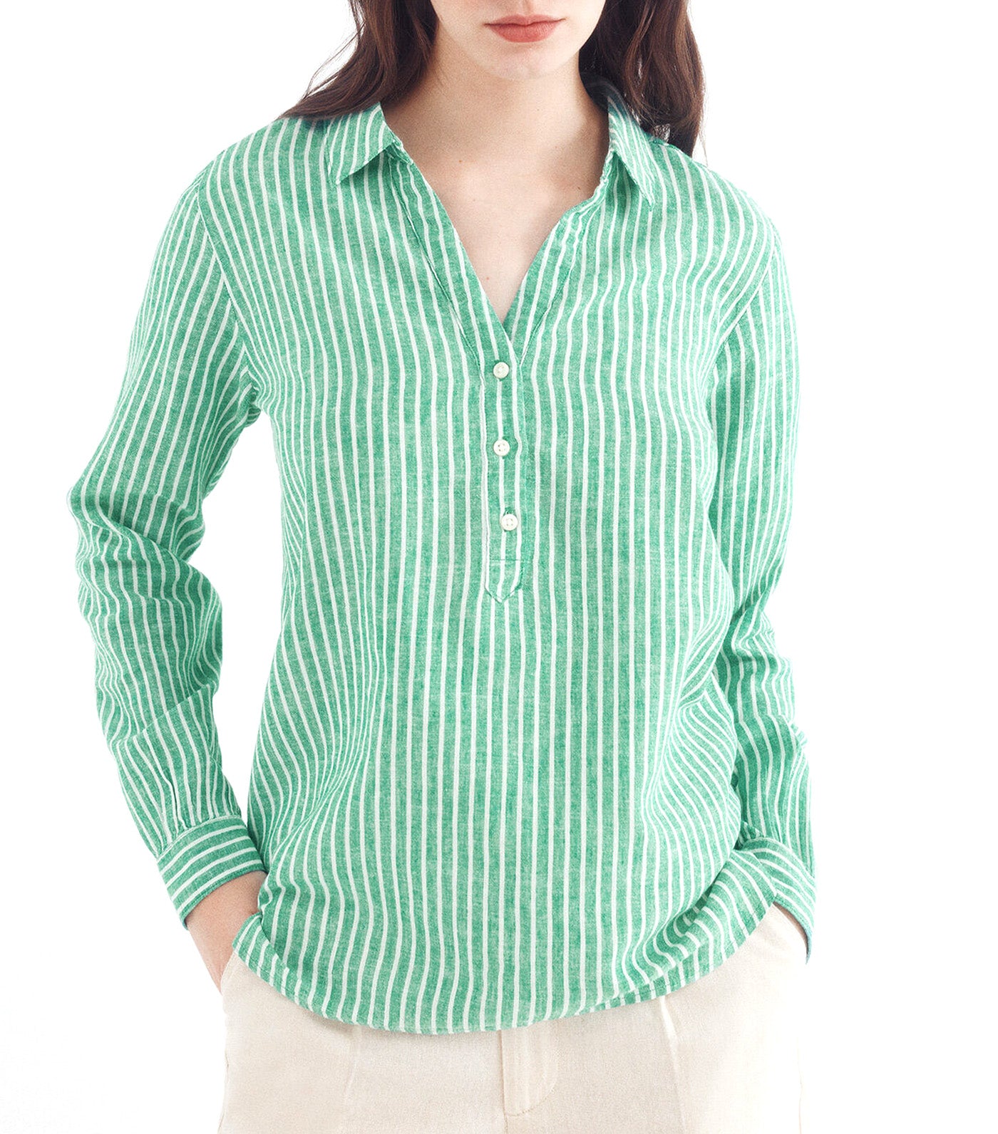 Linen Polo Shirt Blouse