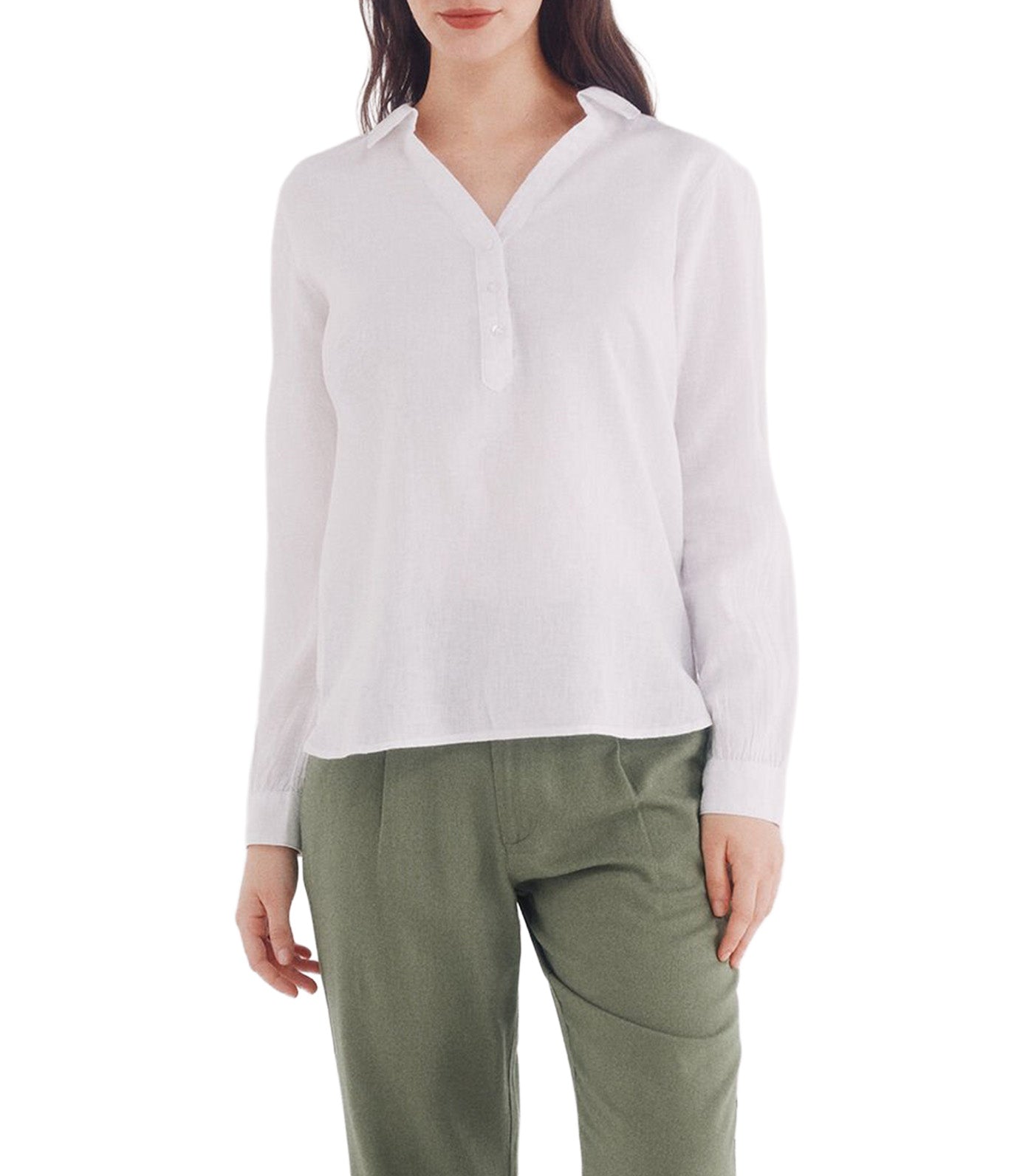 Linen Polo Shirt Blouse