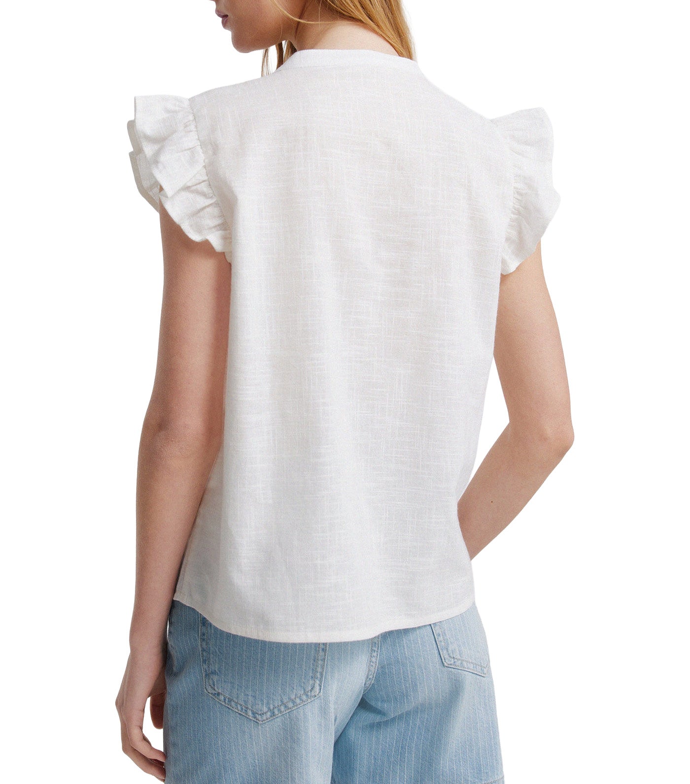 Lace Ruffle Shirt Ivory