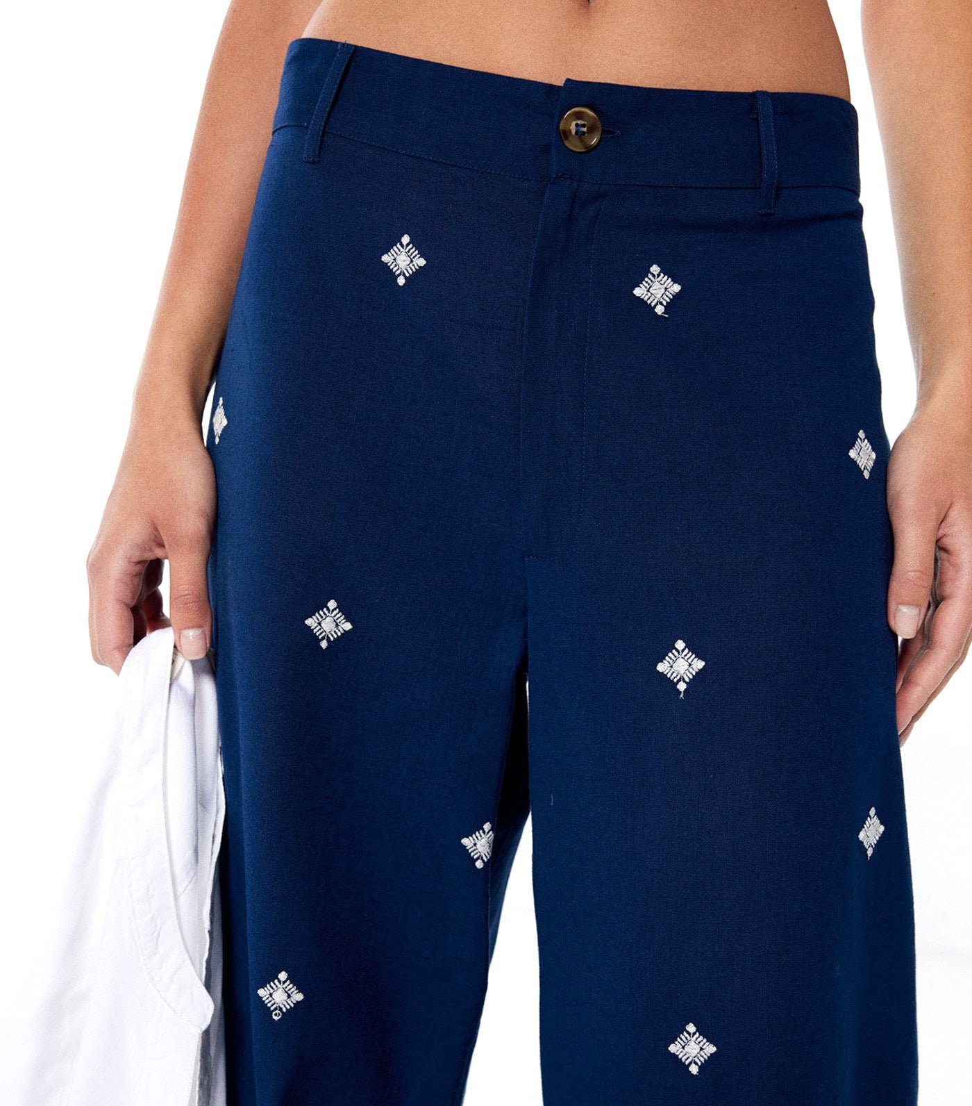 Embroidered Cotton Linen Pants