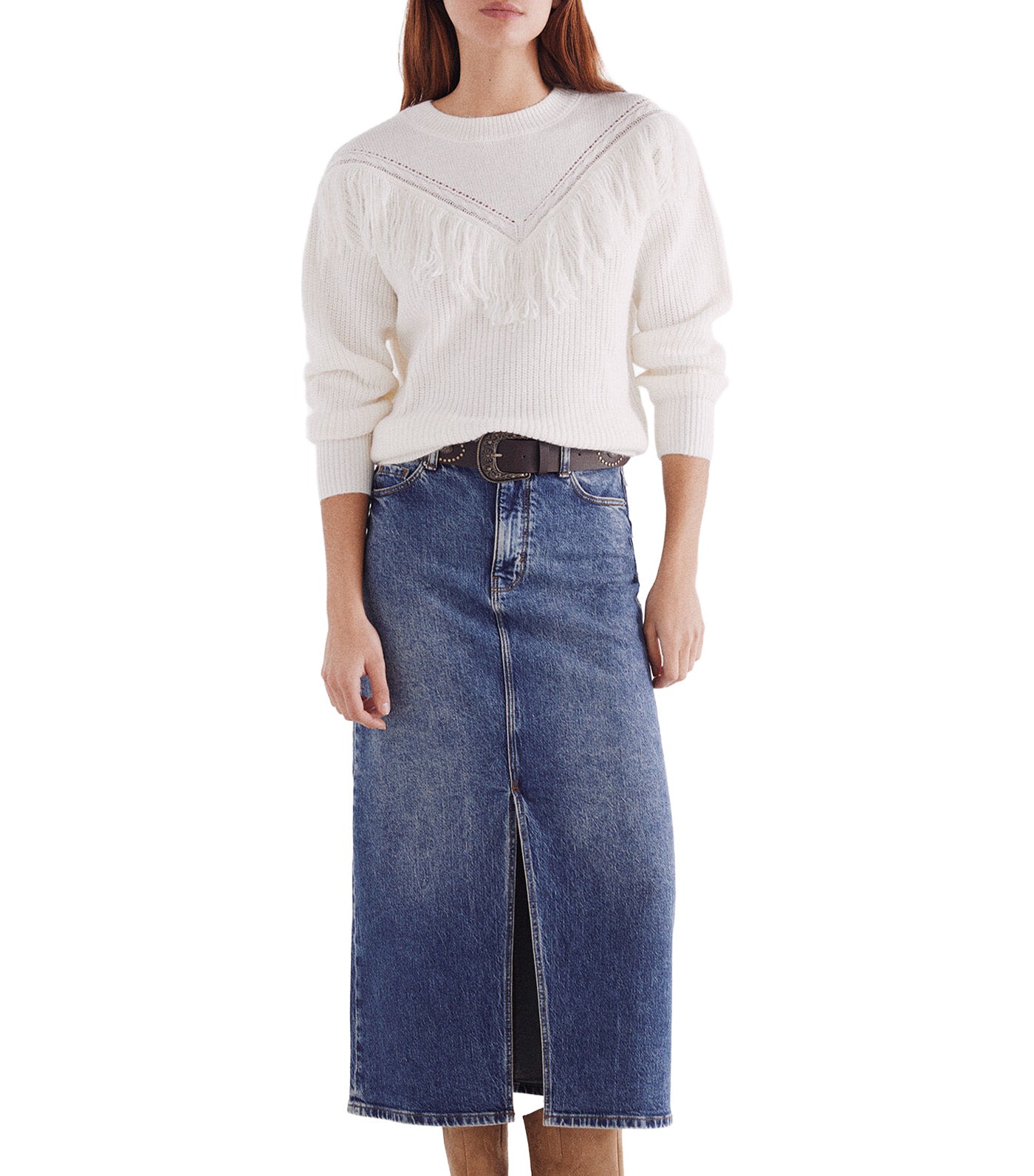 Midi Denim Skirt Blue