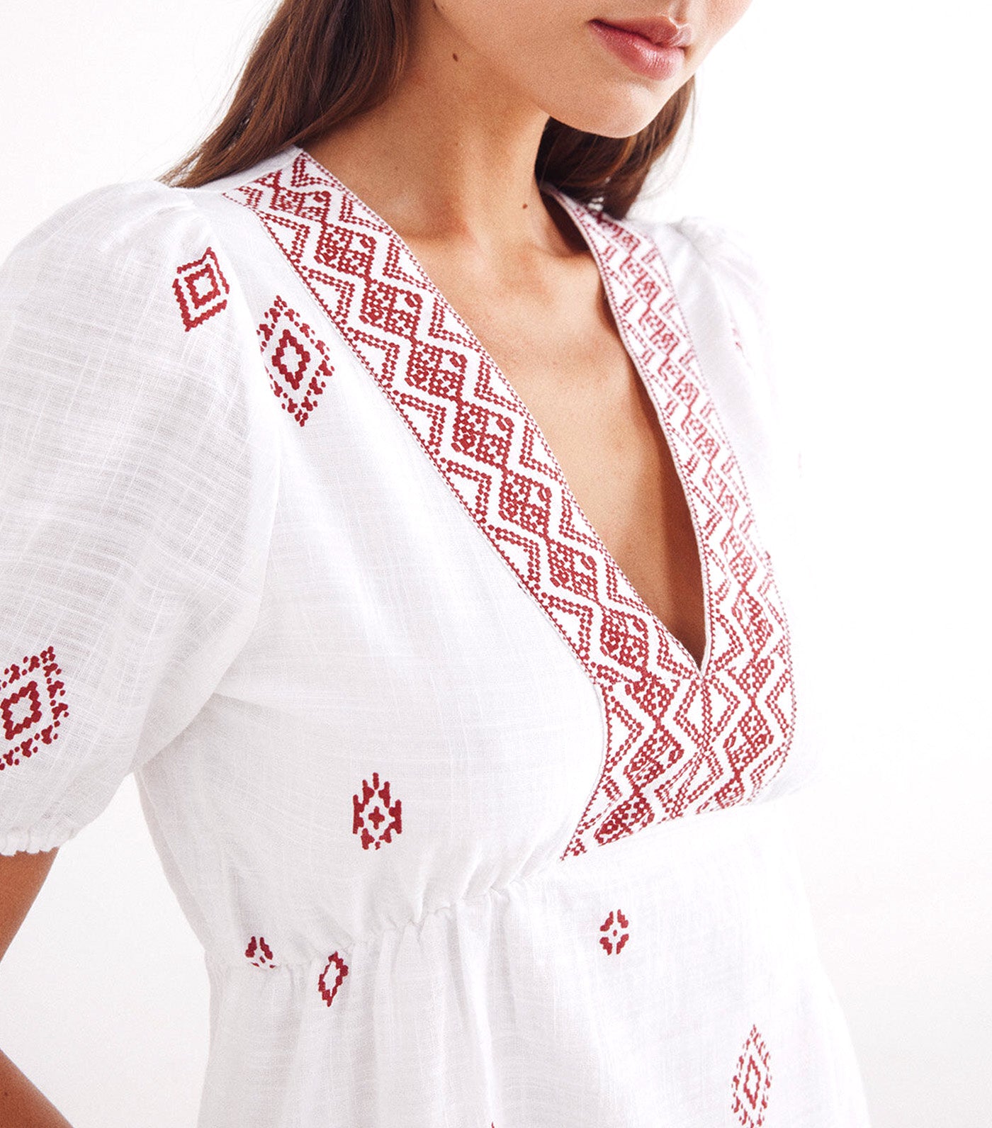Short Dress with Ethnic Motifs Multi