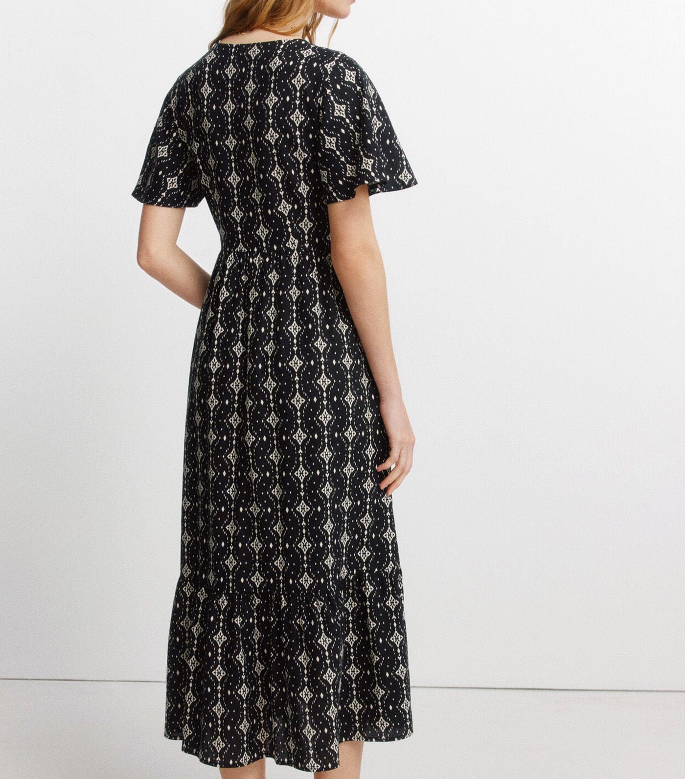 Springfield Printed Midi Shirt Dress Black 