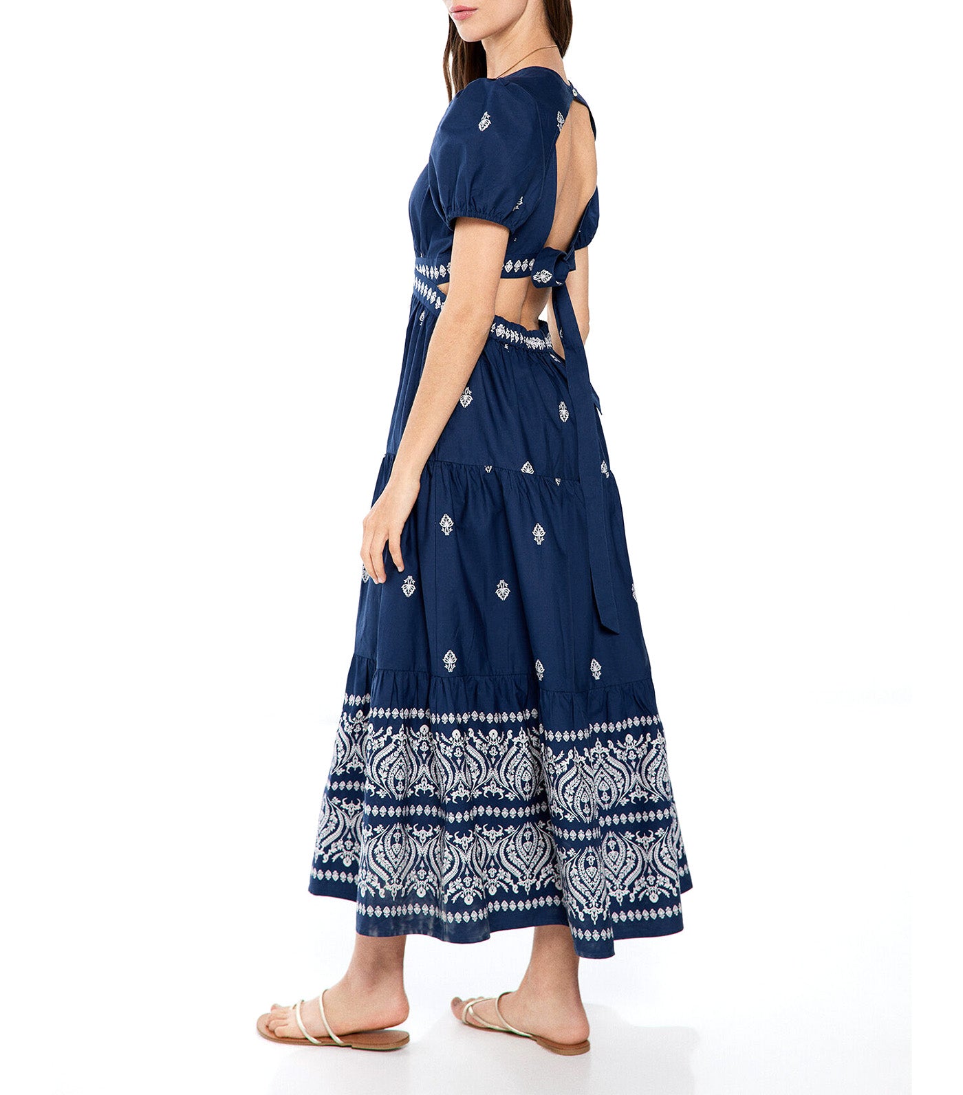 Midi Dress with Side Slits Blue