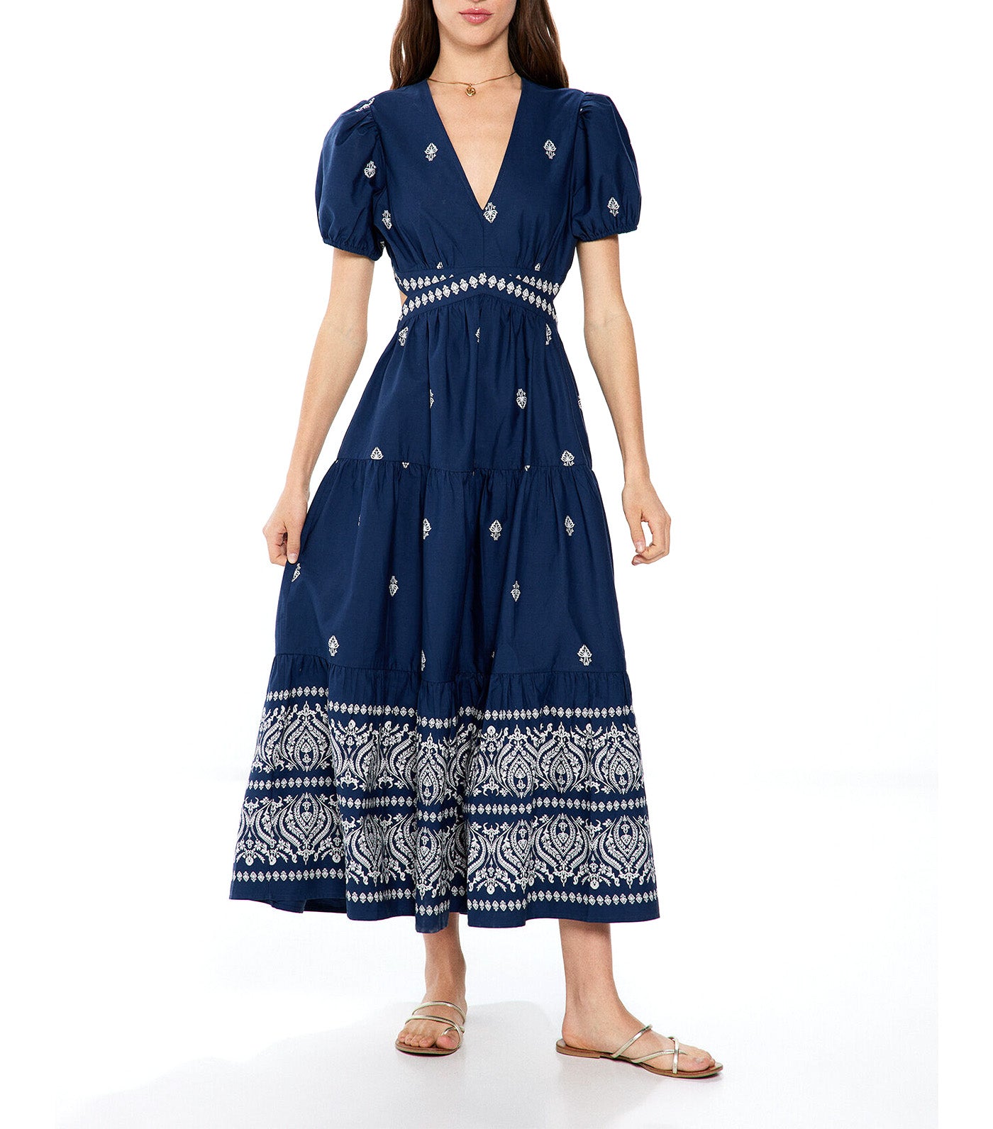 Midi Dress with Side Slits Blue