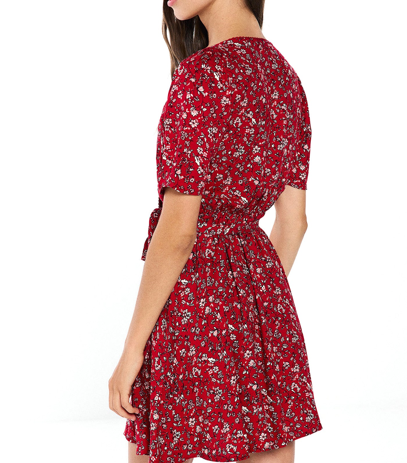 Short Printed Wrap Dress
 Red