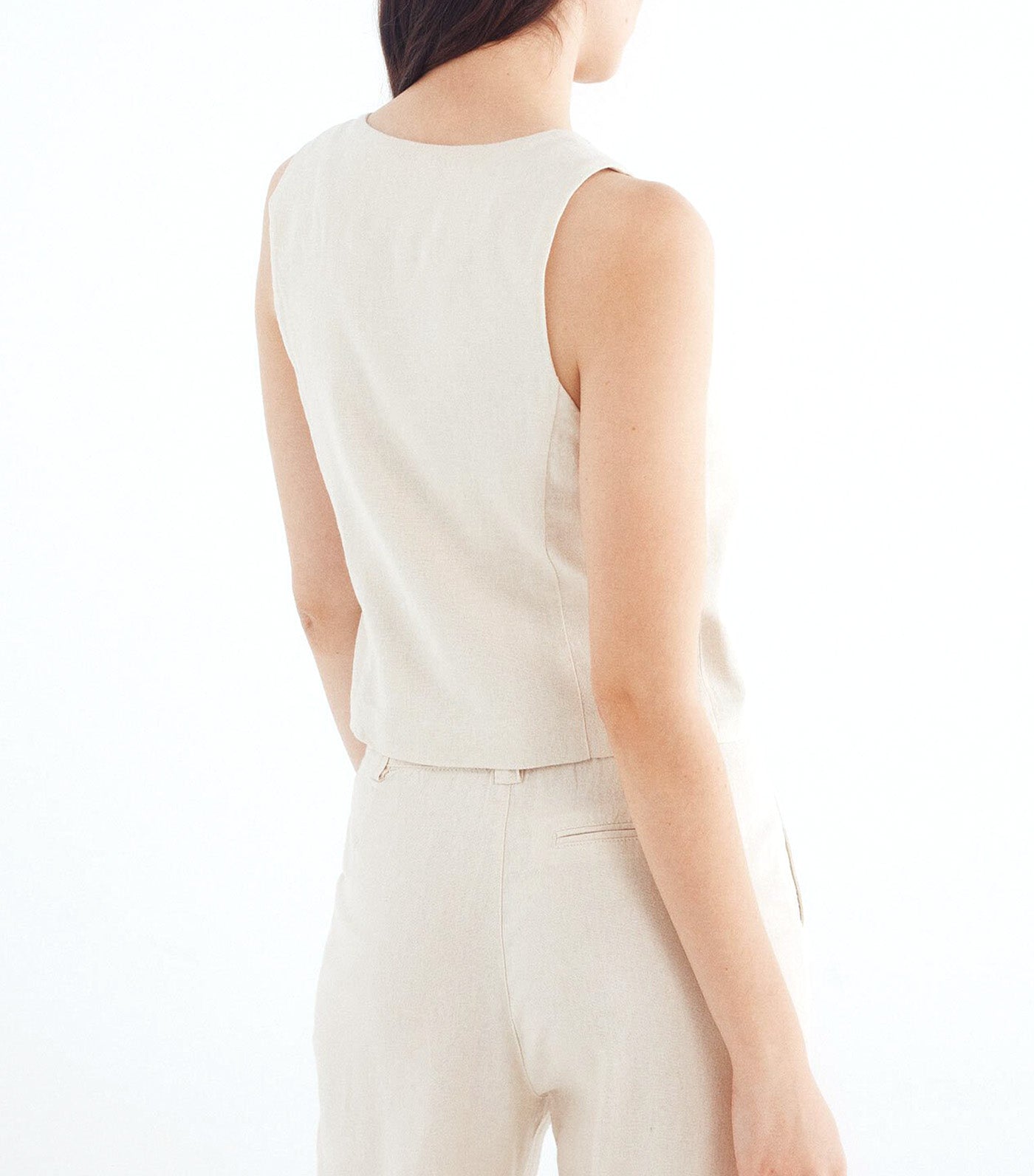 Linen Bow Vest Beige