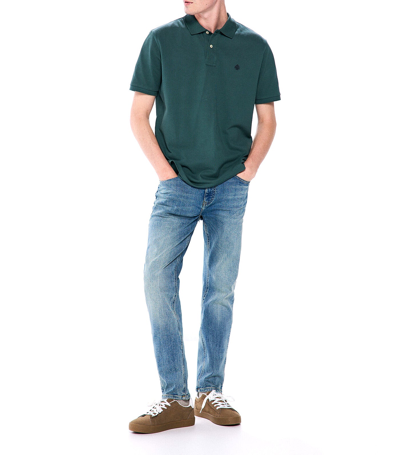 Regular Fit Basic Piqué Polo Green