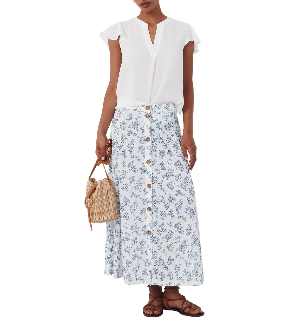 Flowy Blouse with Flared Sleeves White
