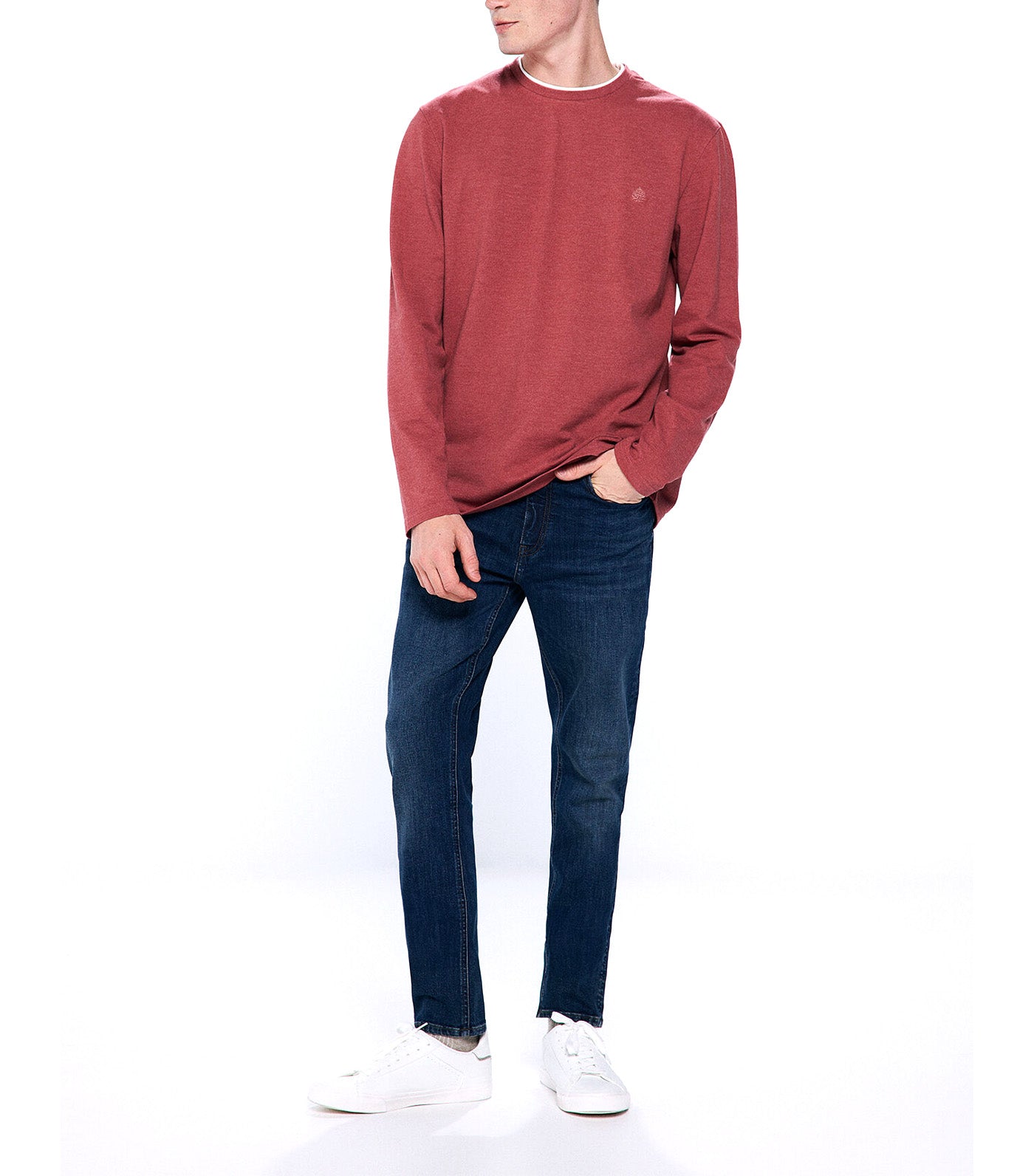 Double Piqué Long Sleeve T-Shirt Red