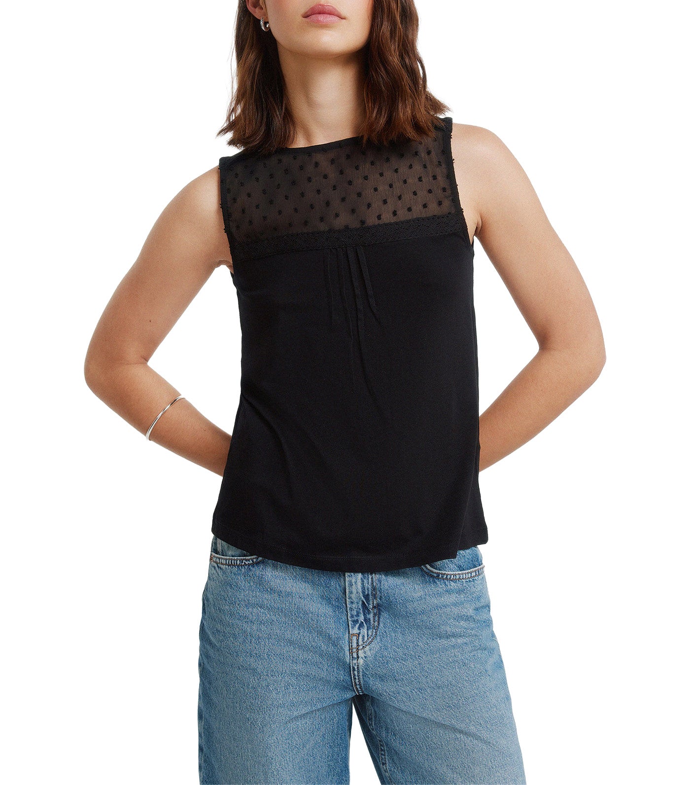 Plumetis Vest Top Black