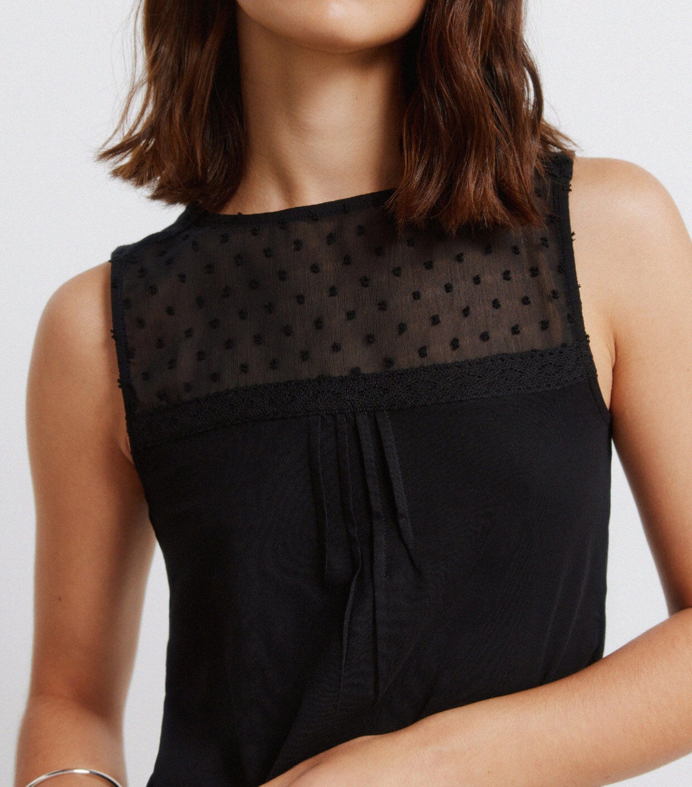 Plumetis Vest Top Black
