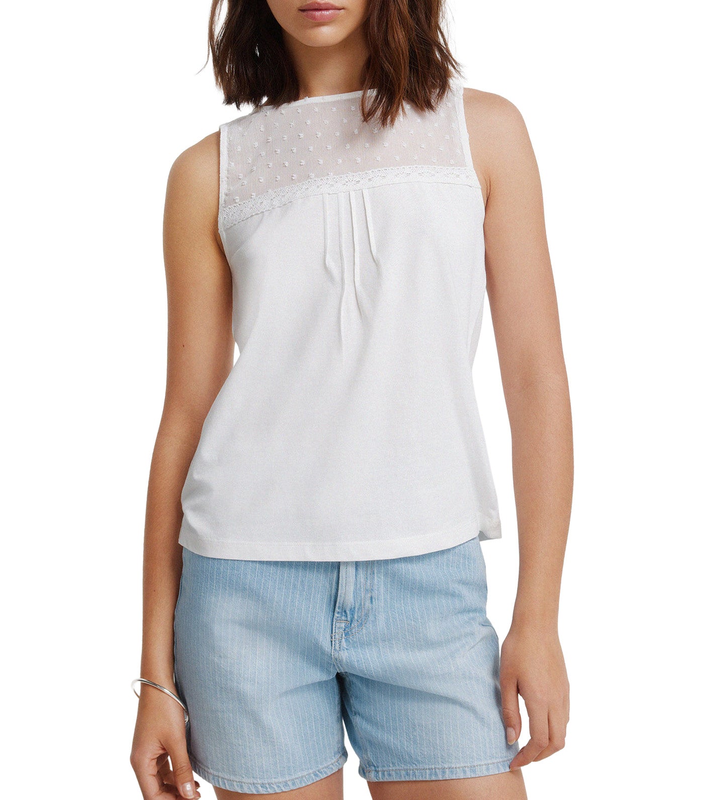 Plumetis Vest Top White