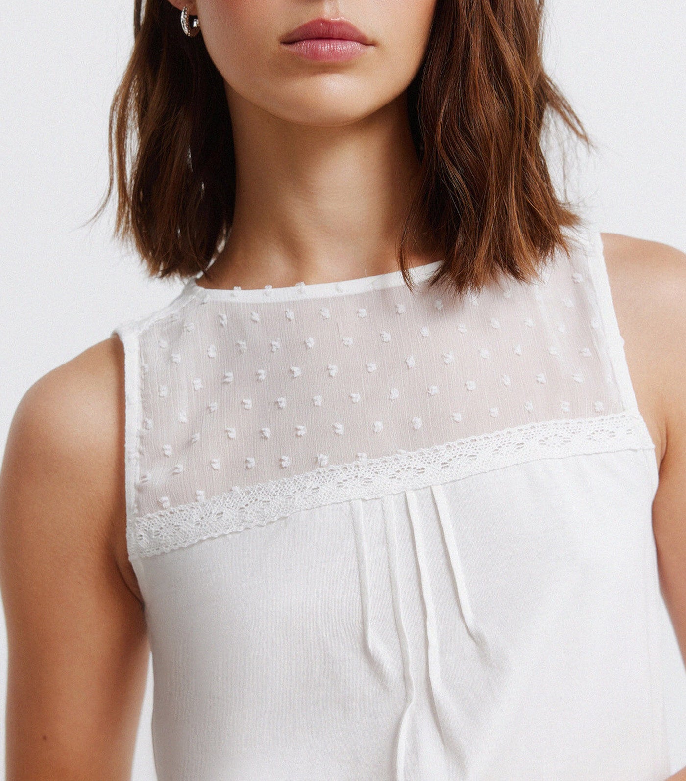 Plumetis Vest Top White
