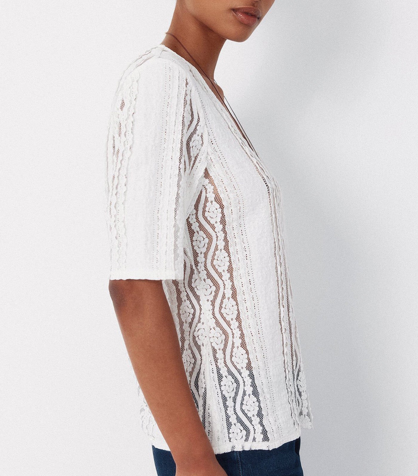 V-Neckline Top White