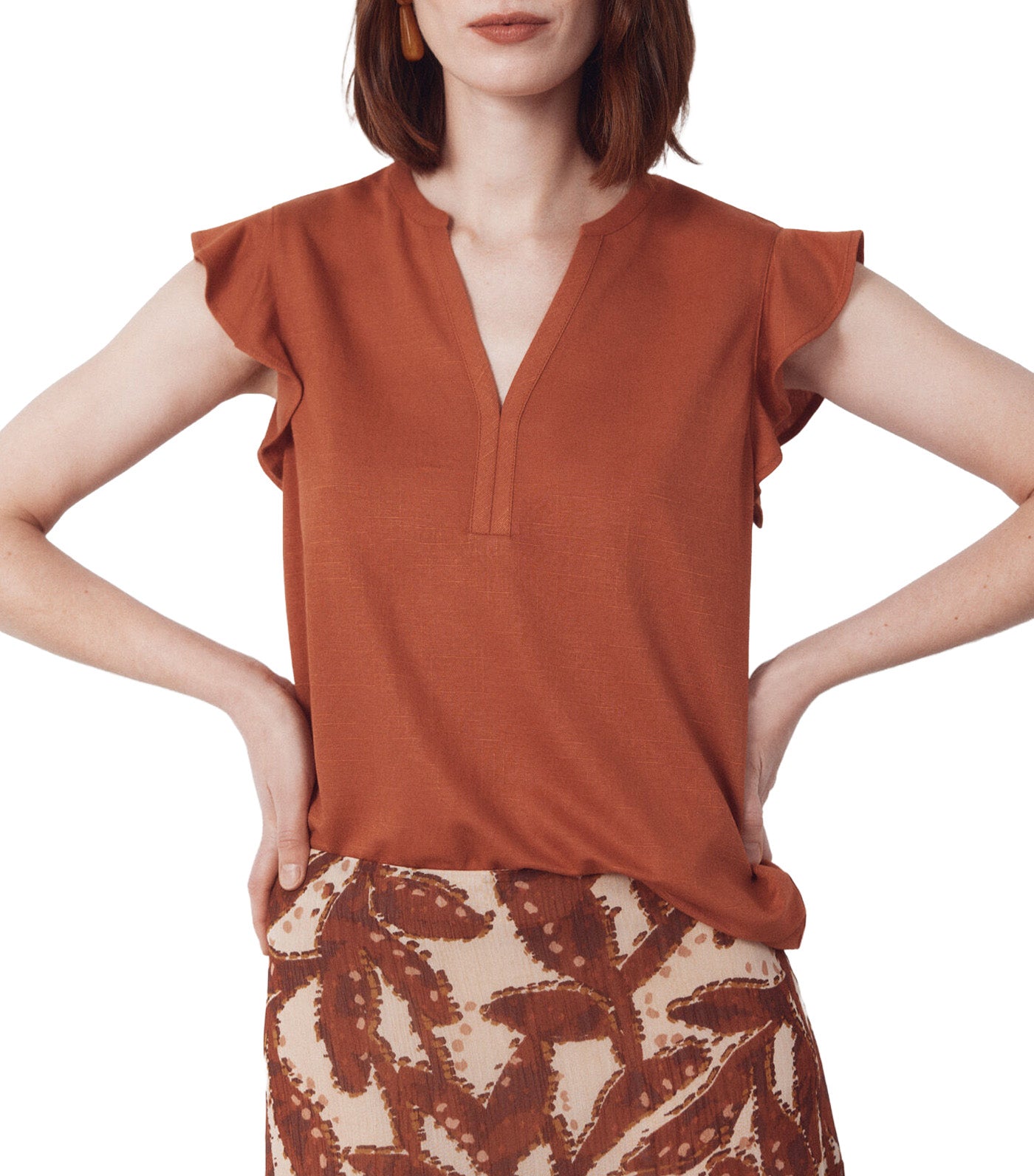 Flounced Sleeve T-Shirt