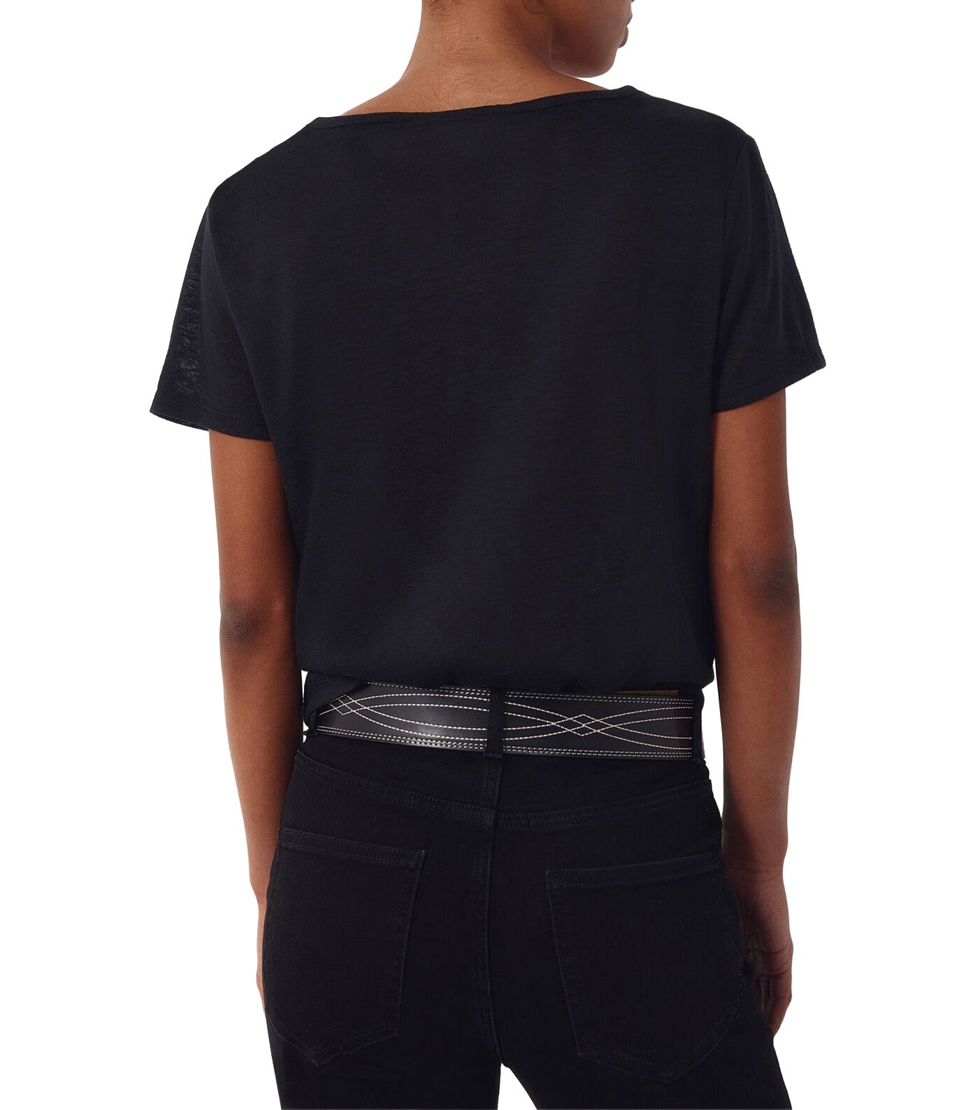 V-Neck T-Shirt with Trim