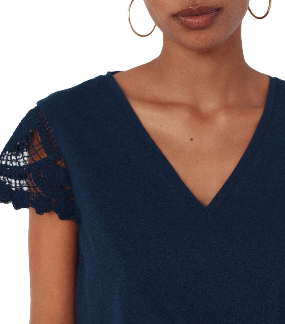 Crochet Sleeve Shirt Navy