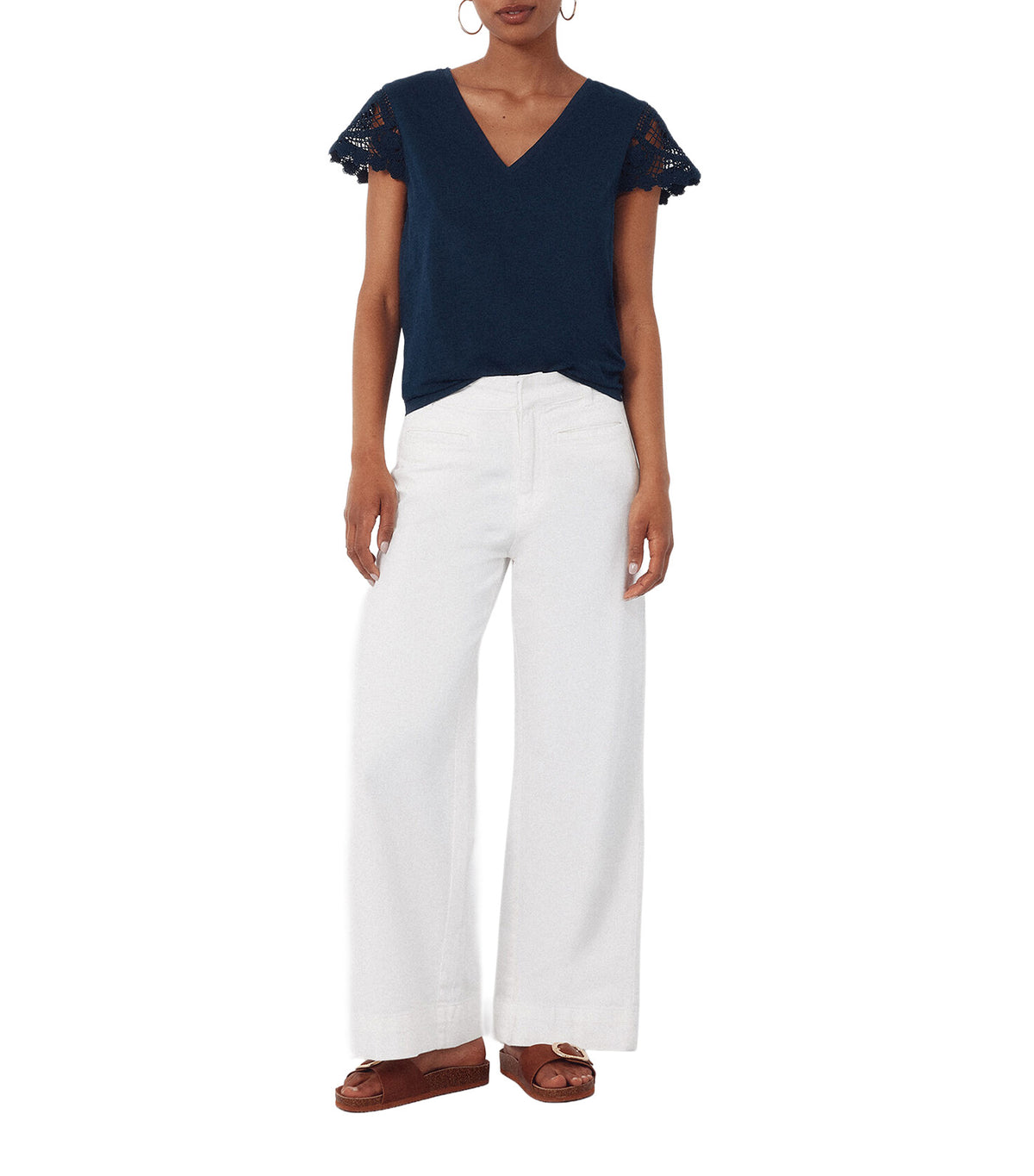 Crochet Sleeve Shirt Navy