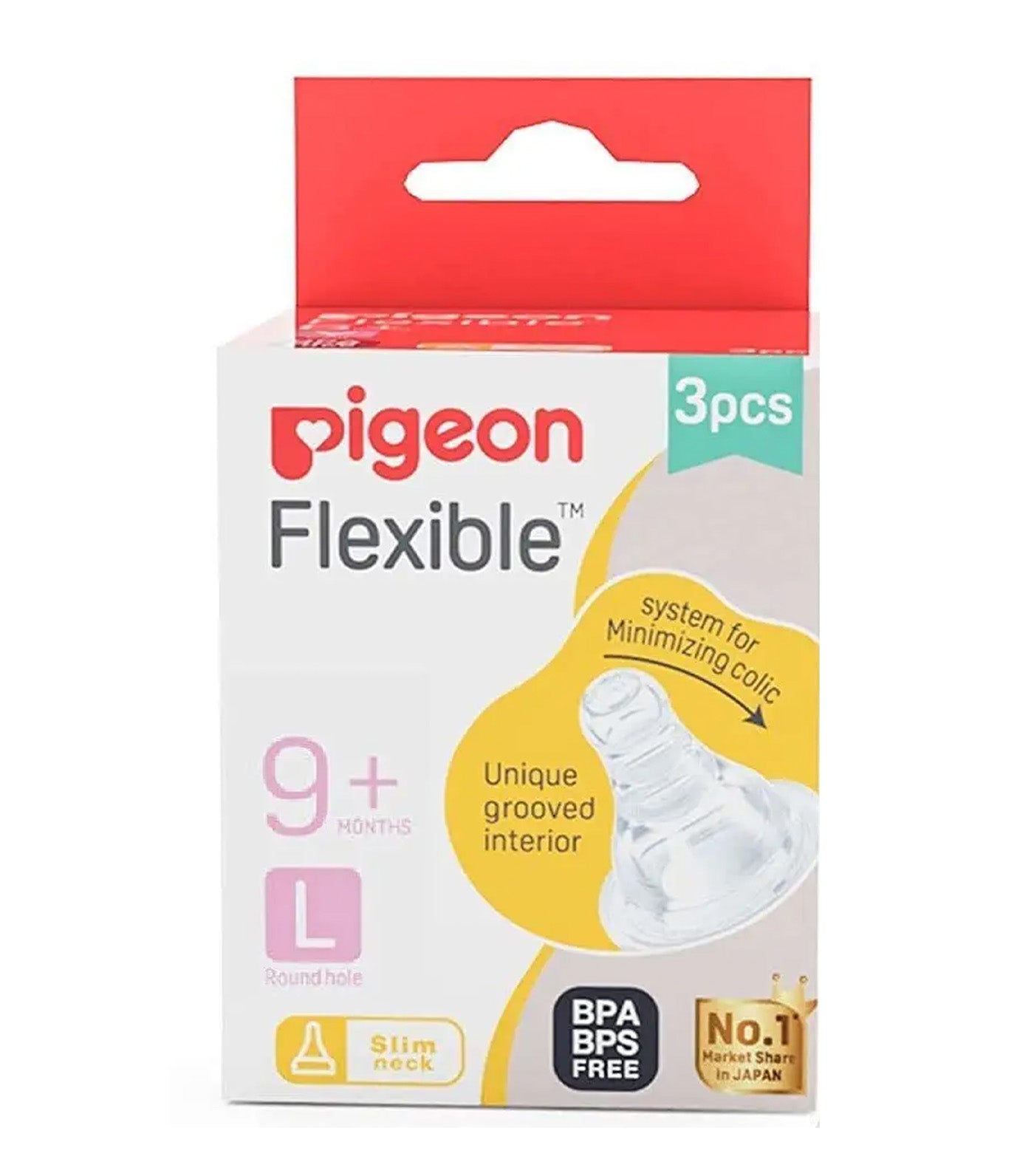 Peristaltic Slim Neck Nipple (Large) - Pack of 3