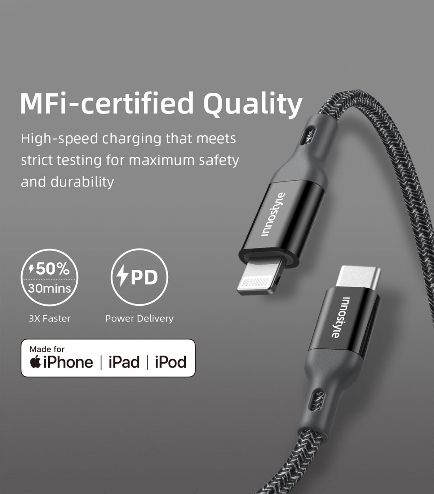 PowerFlex USB-C to Lightning Cable Black