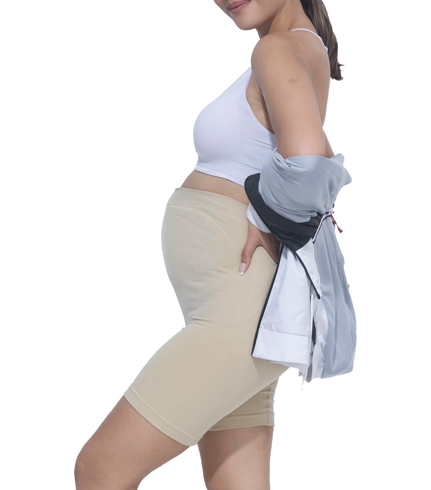 Maternity Lift and Support Biker Shorts - Beige