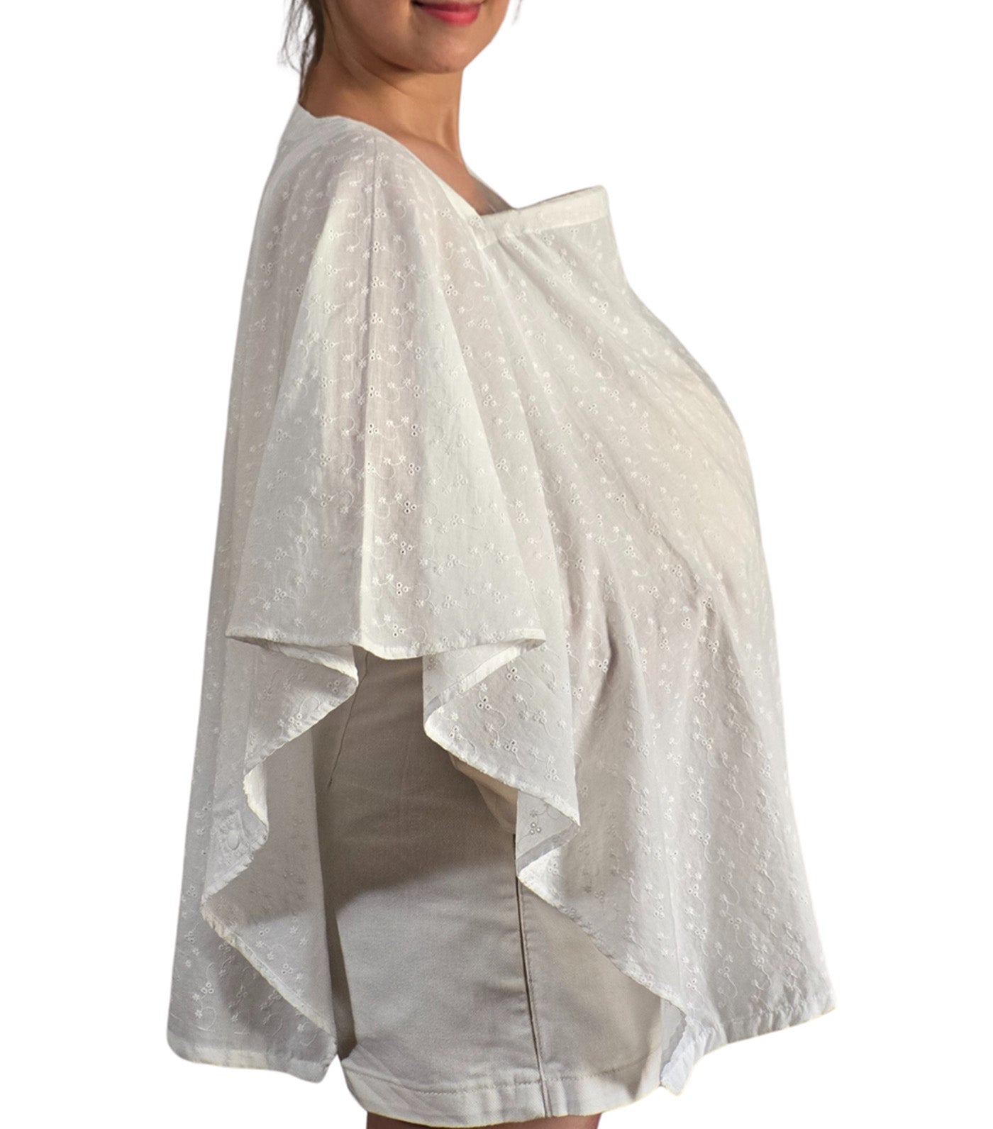 Poncho Nursing Cover with Stiffener Long Sleeves Eyelet