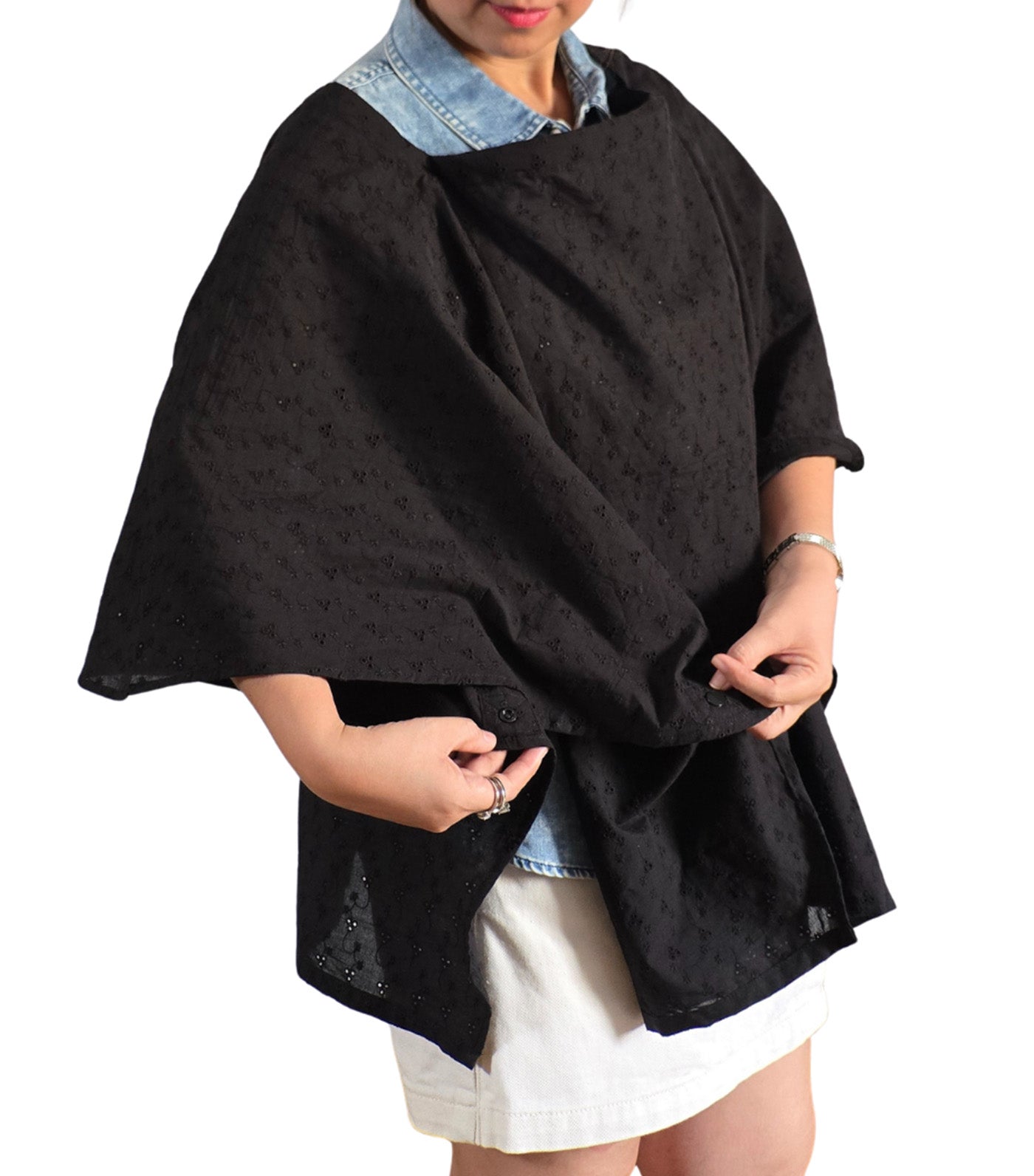 Poncho Nursing Cover with Stiffener Long Sleeves Eyelet