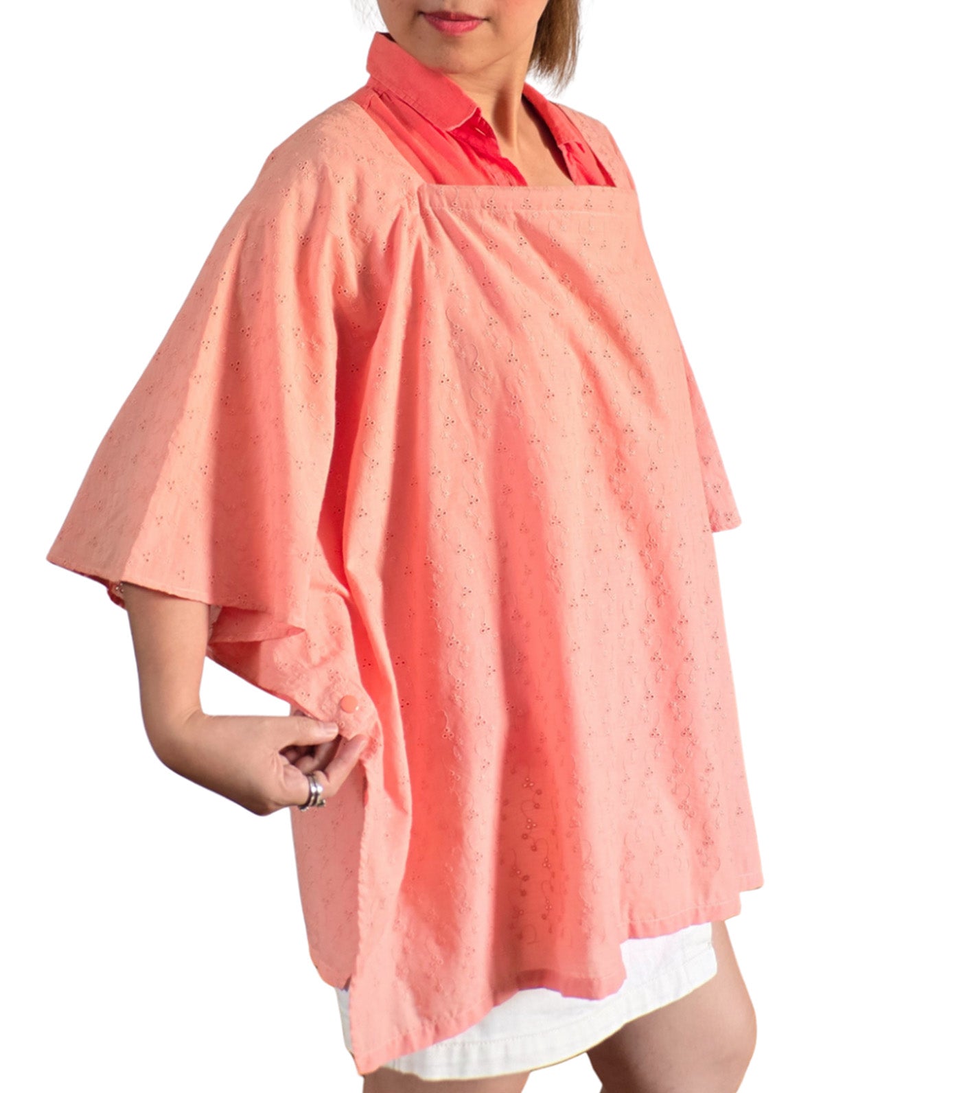 Poncho Nursing Cover with Stiffener Long Sleeves Eyelet