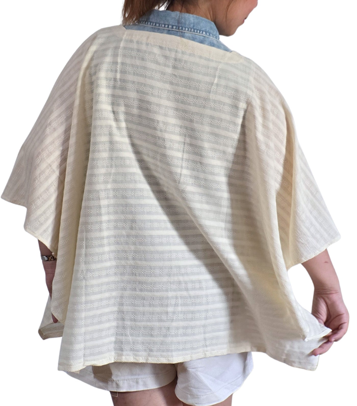 Poncho Nursing Cover with Stiffener Long Sleeves Textured Cotton