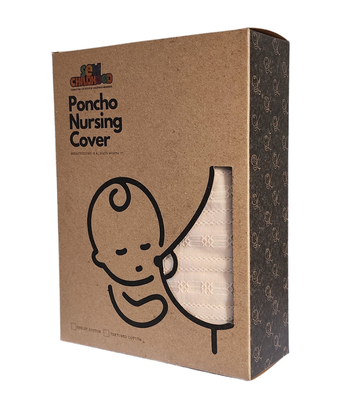Poncho Nursing Cover with Stiffener Long Sleeves Textured Cotton