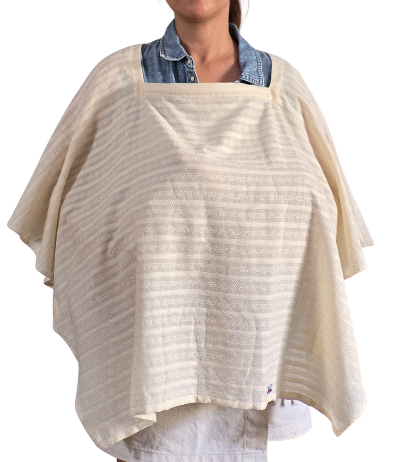 Poncho Nursing Cover with Stiffener Long Sleeves Textured Cotton