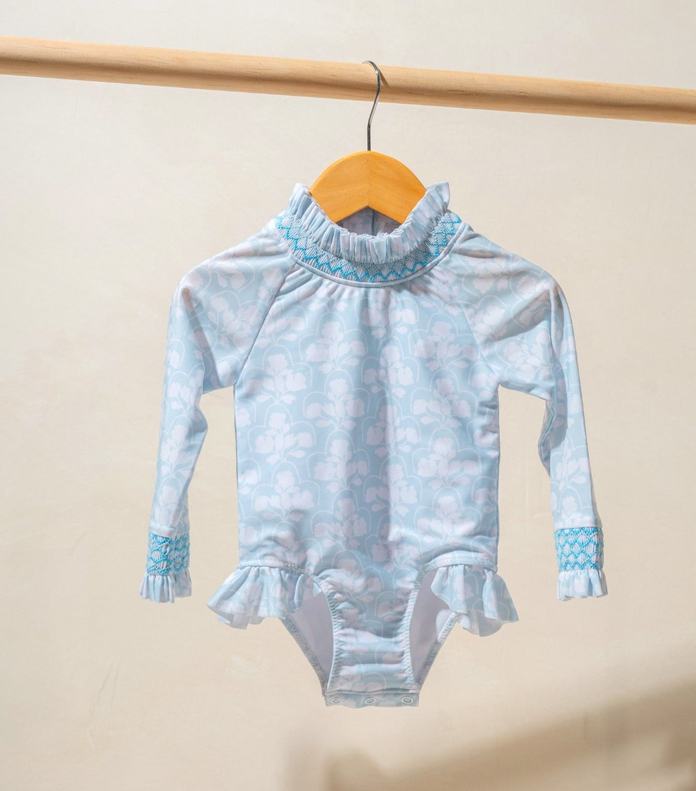 Clara One Piece Long-Sleeved Swimsuit Blue Floral