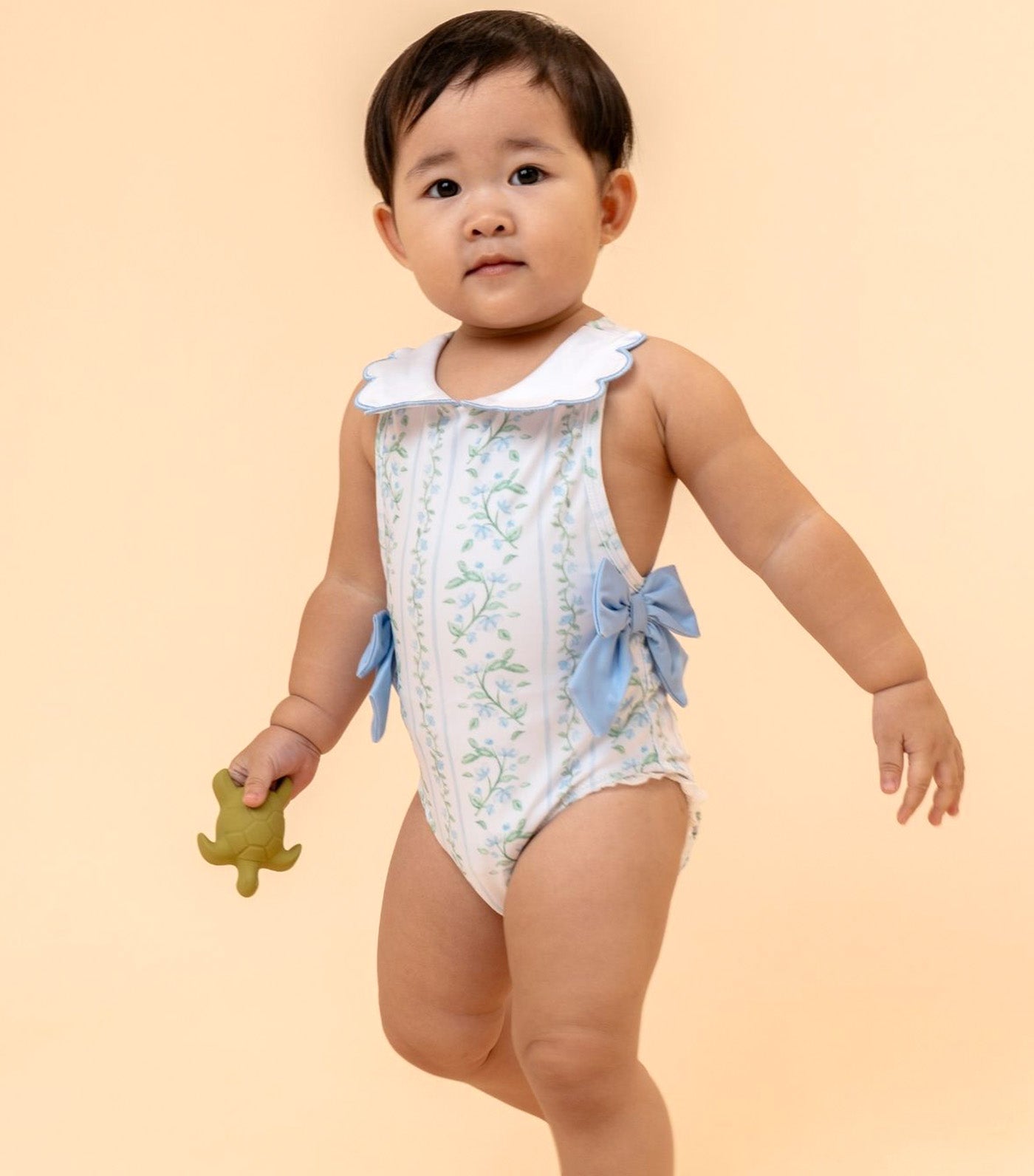 Stefanie Collared One Piece Swimsuit Bluebell Stripes